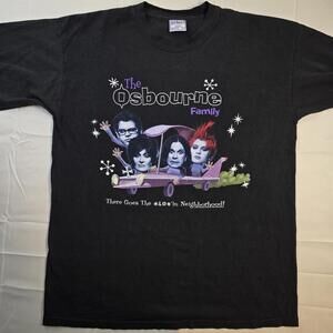 VINTAGE Osbourne Family Shirt Mens Large Black TV Show Ozzy Music 2002 00s Y2K
